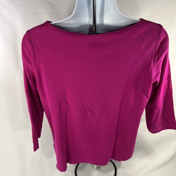 LAUREN RALPH LAUREN PINK LONG SLEEVE TOP SHIRT WOMENS LARGE BUTTON SHOULDER - Picture 8 of 14